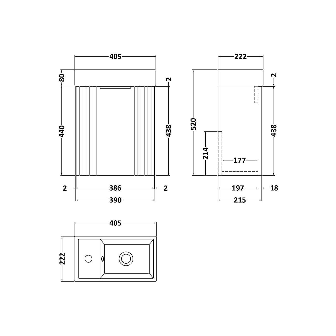 Deco Compact Wall Mounted Vanity Unit with Basin
