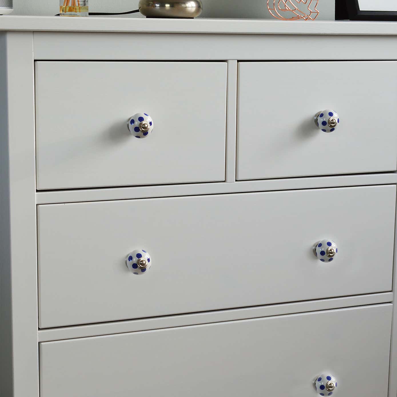 Pack of 6 Nicola Spring Spotted Round Drawer Knobs