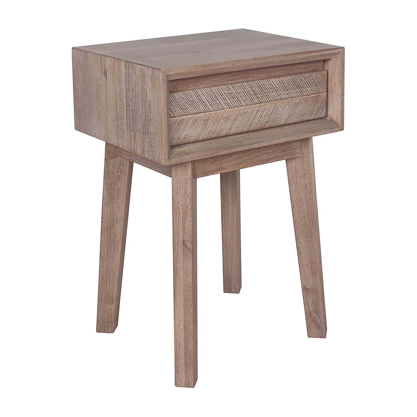 Pacific Kalmar 1 Drawer Slim Bedside Table, Natural Acacia