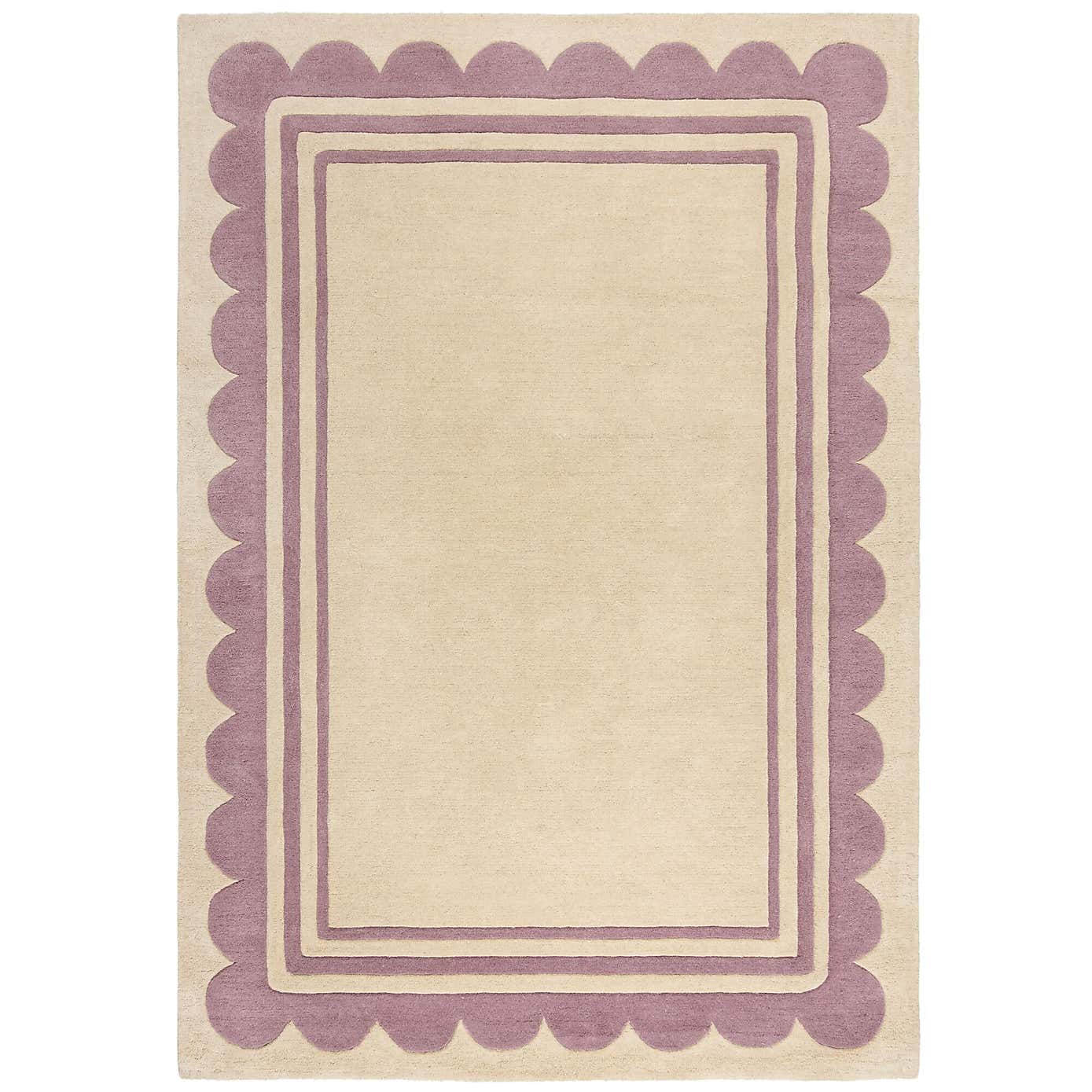 Lois Scallop Border Wool Rug