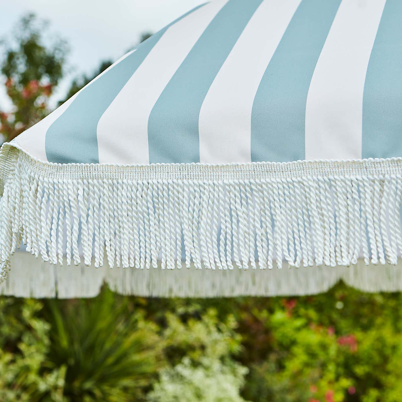 2m Striped Parasol With Fringe