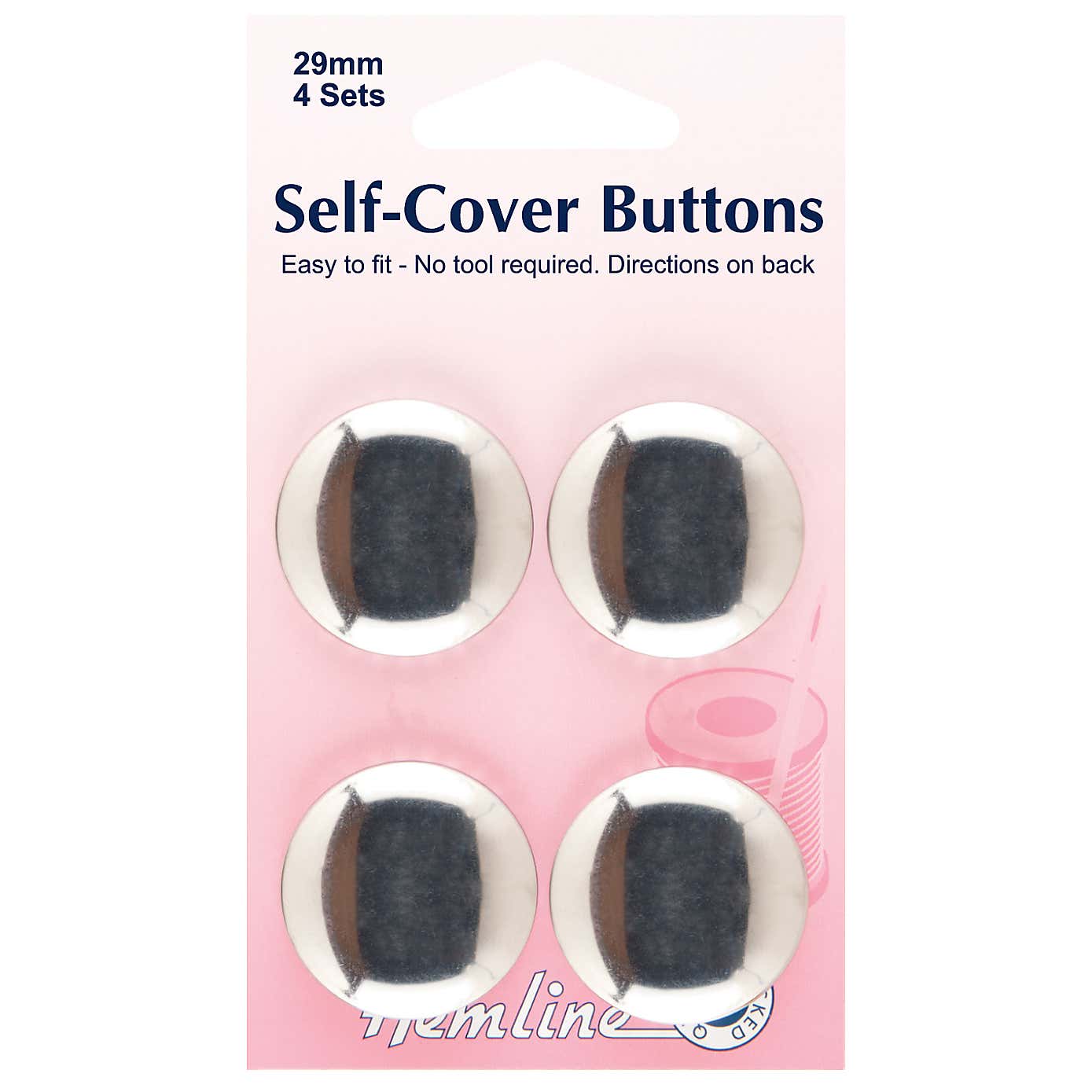 Hemline Self Cover Silver Buttons