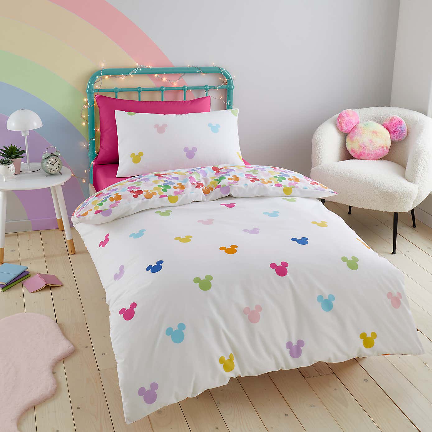 Mickey Rainbow Duvet Cover and Pillowcase Set