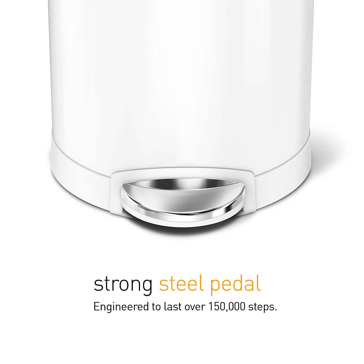 simplehuman White 6 Litre Semi Round Bin