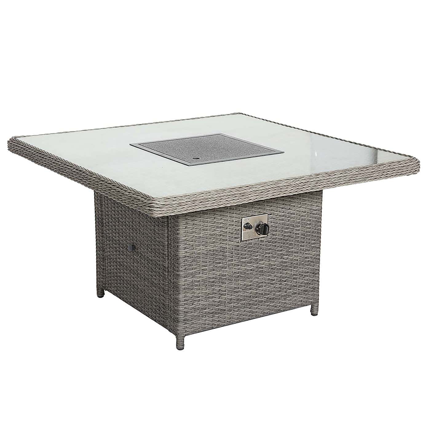 Paris 7 Piece Deluxe Modular Corner Dining Set with Square Firepit