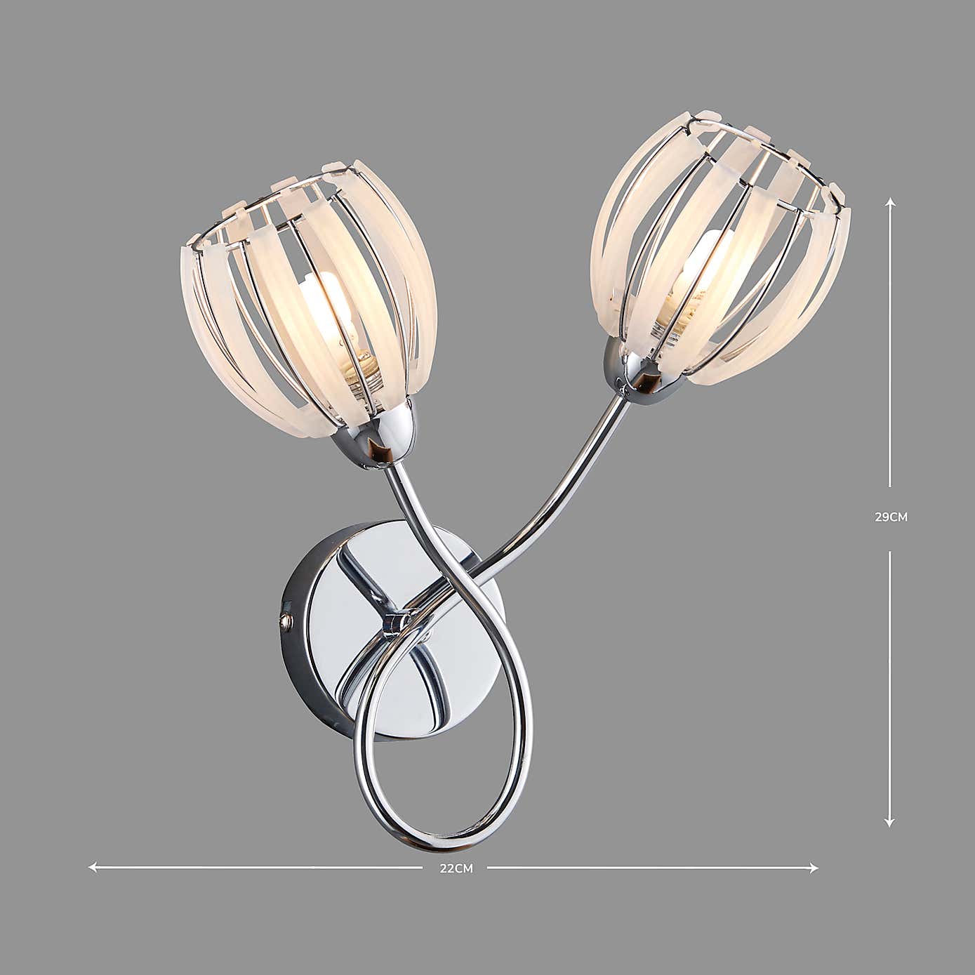 Rosa 2 Light Chrome Wall Light