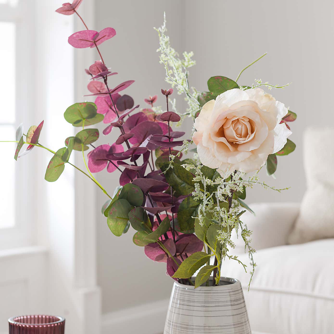 Artificial Rose & Eucalyptus Letterbox Bouquet