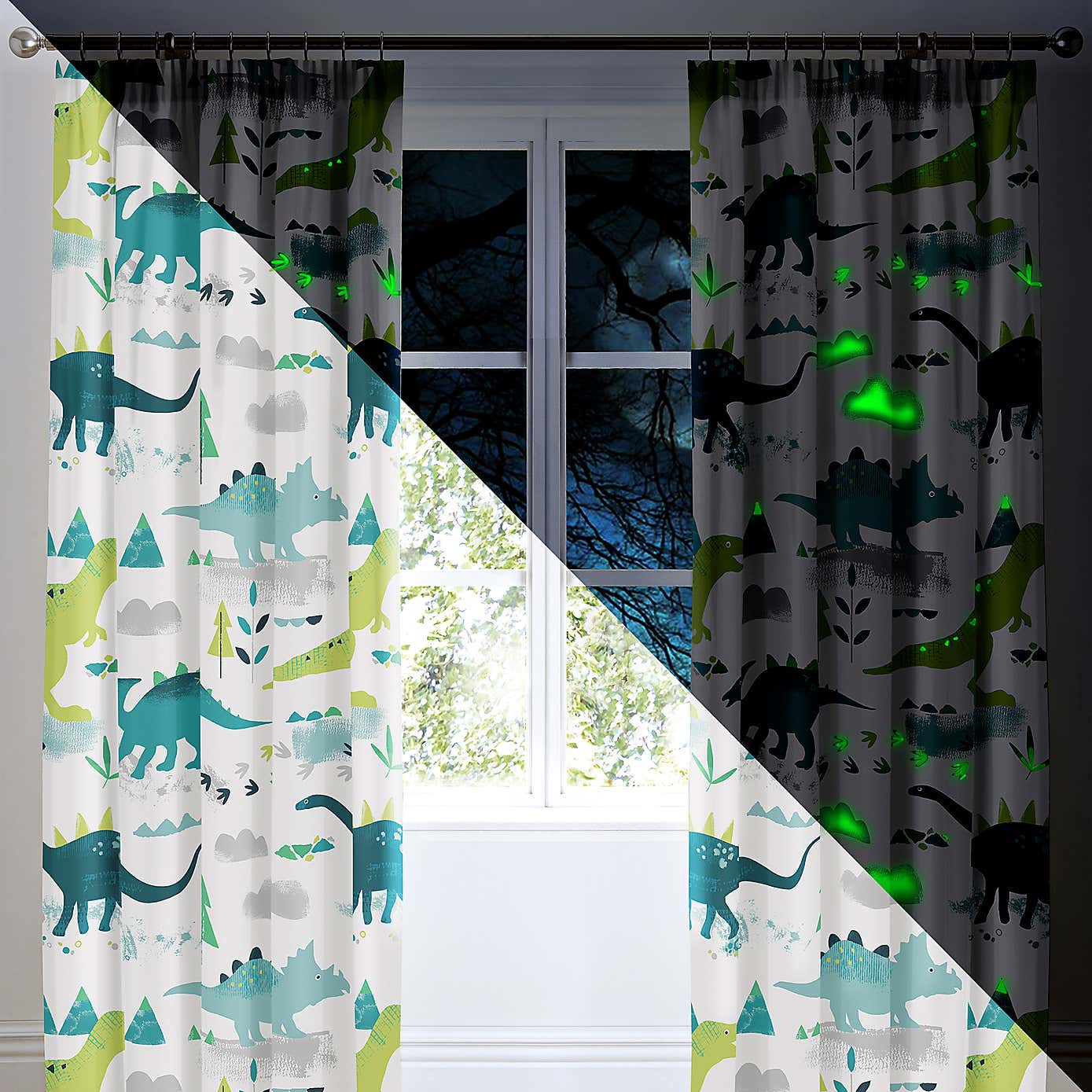 Dinosaur Glow in the Dark Curtains