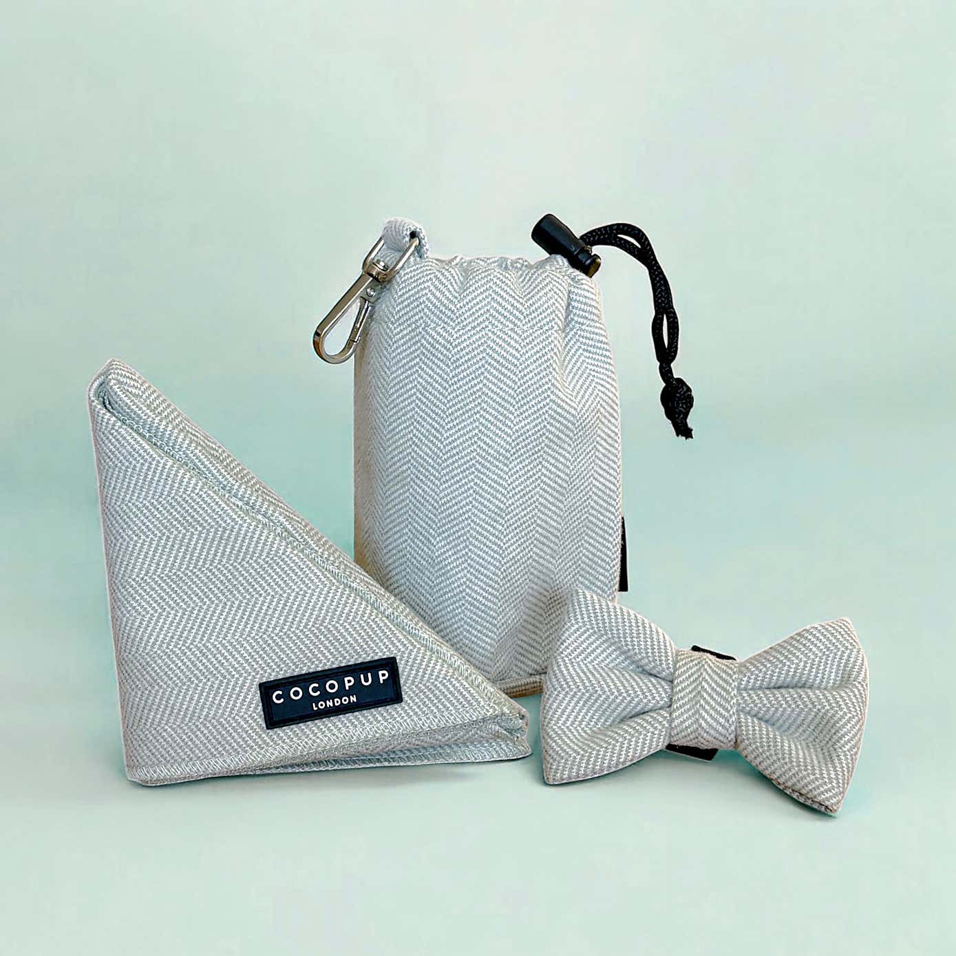 Cocopup Tweed Dog Bow Tie, Treat Pouch and Bandana Bundle