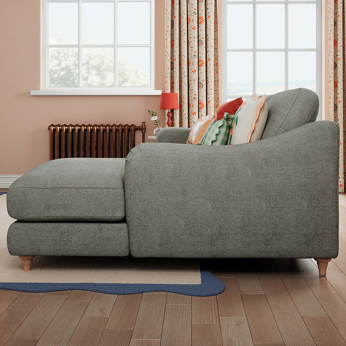 Hattie Tonal Plush Chenille Corner Chaise Sofa
