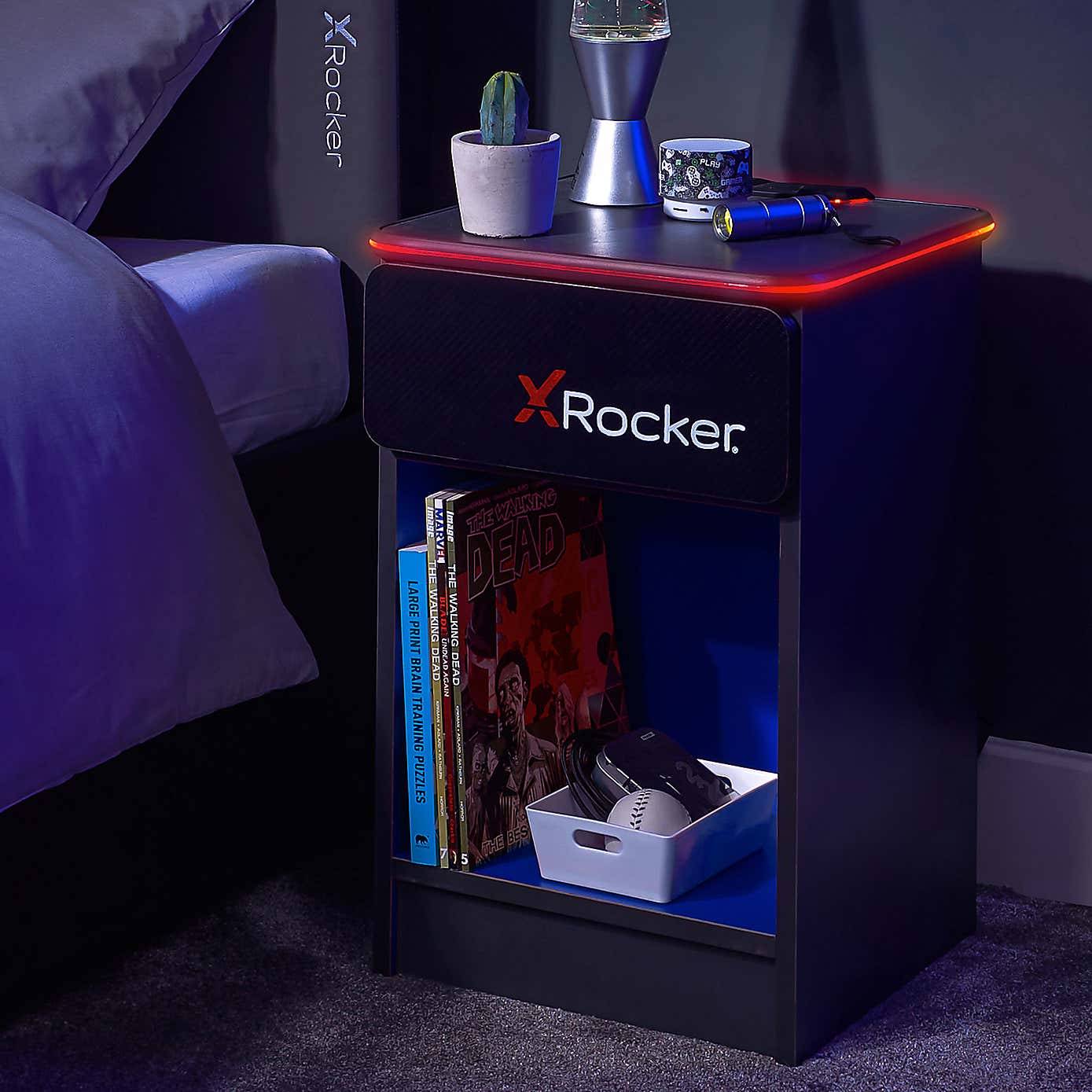 X Rocker Carbon Tek Bedside Table with Wireless charging