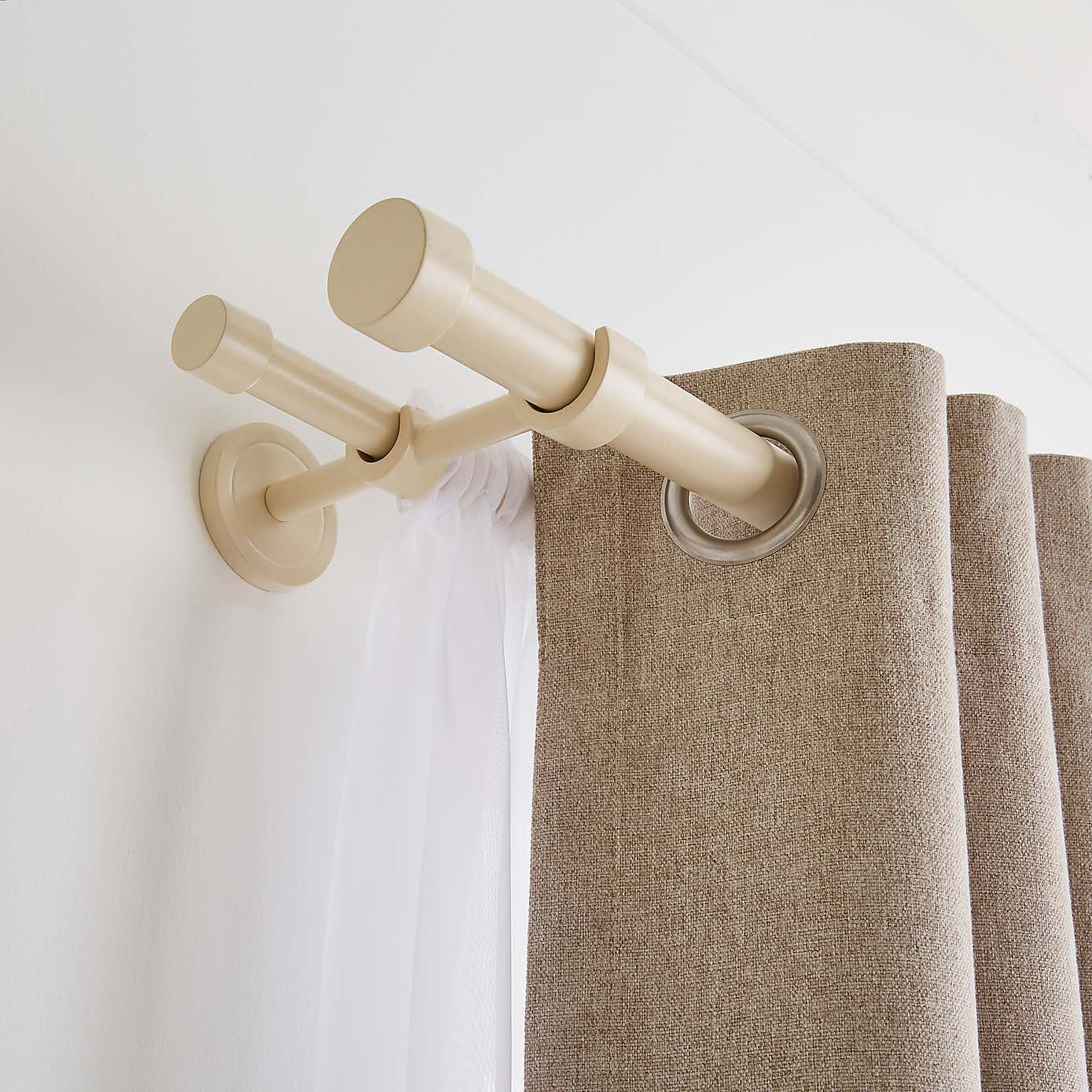 Trinity Double Layer Extendable Metal Eyelet Curtain Pole