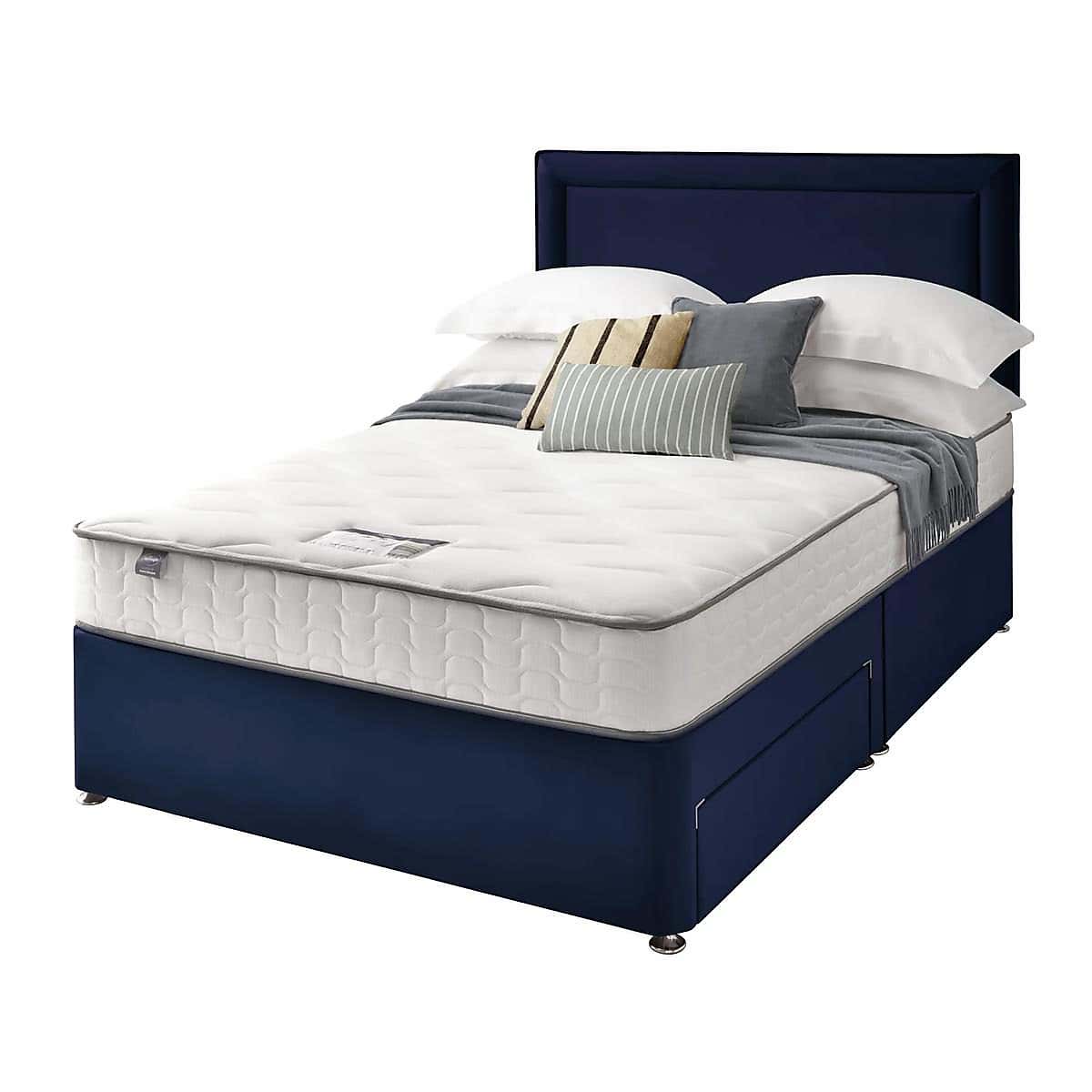 Silentnight 2 Drawer Divan Bed With Velvet Malvern Headboard