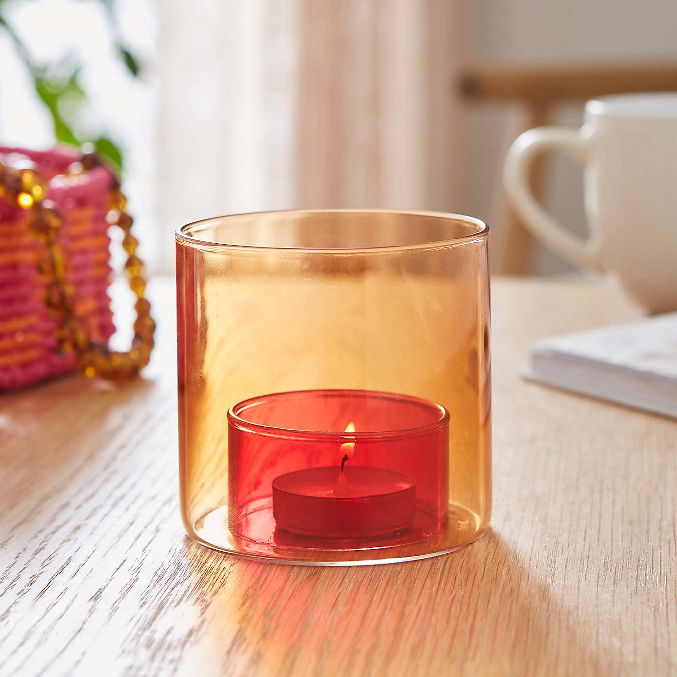 Sunbeam Glass Two Tone Tealight Holder
