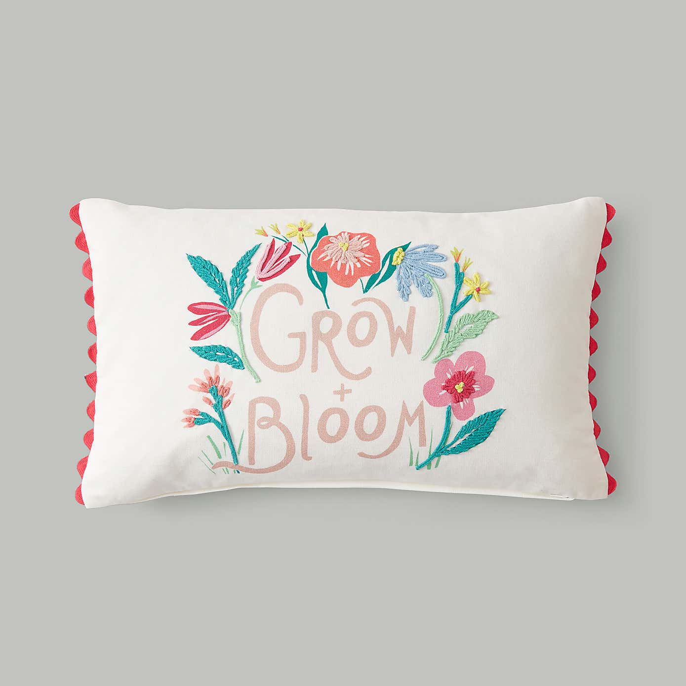 Grow & Bloom Embroidered Rectangle Cushion