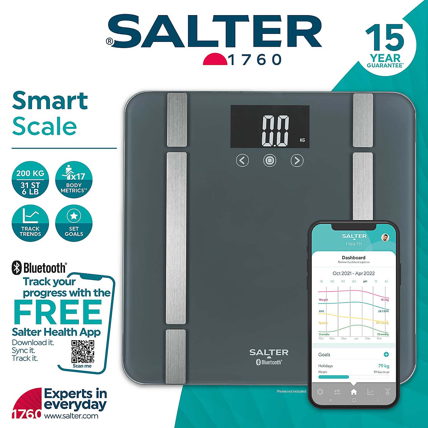 Salter Charcoal Smart Bathroom Scale