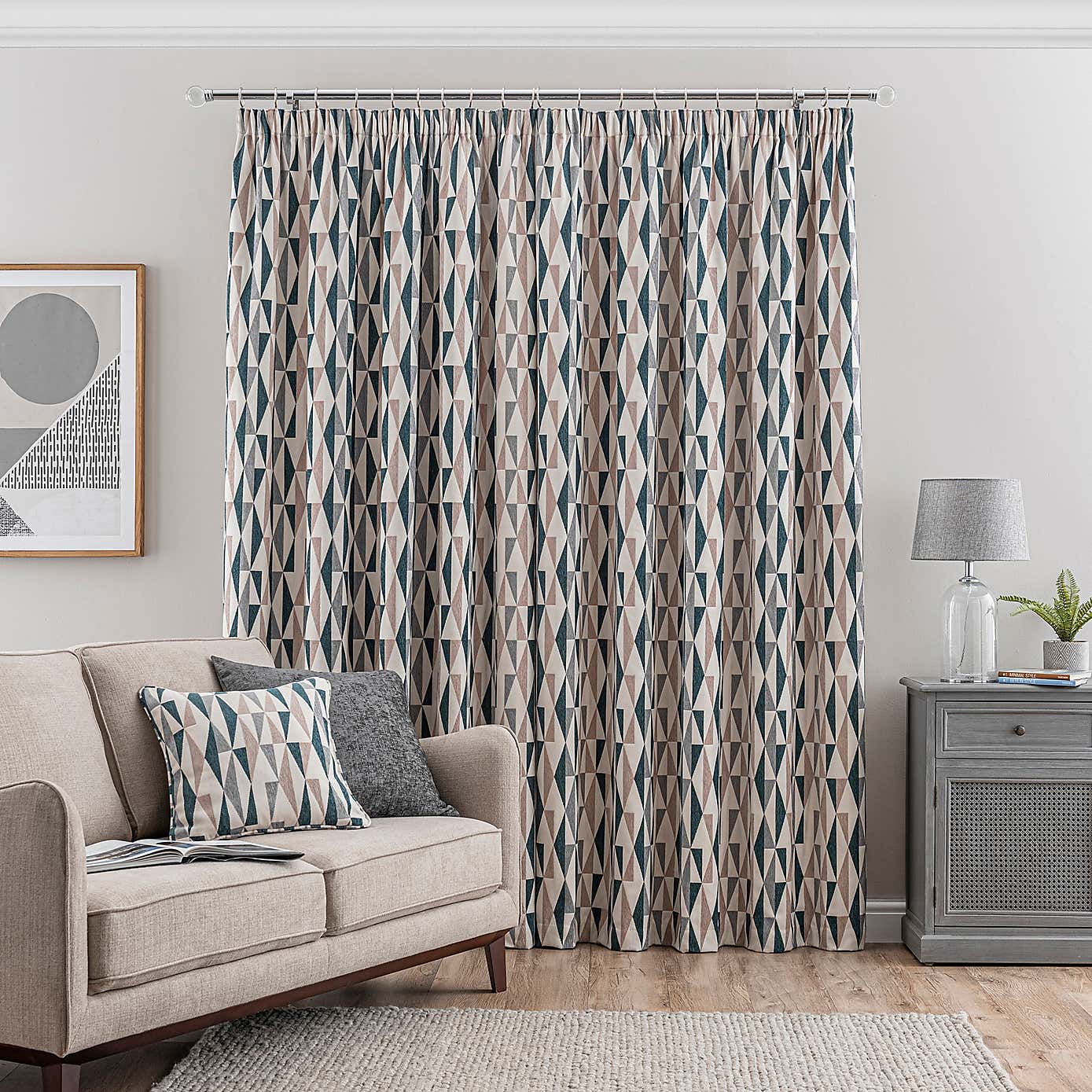 Elements Triangles Pencil Pleat Curtains