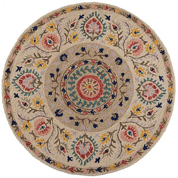 Hani Floral Wool Round Rug