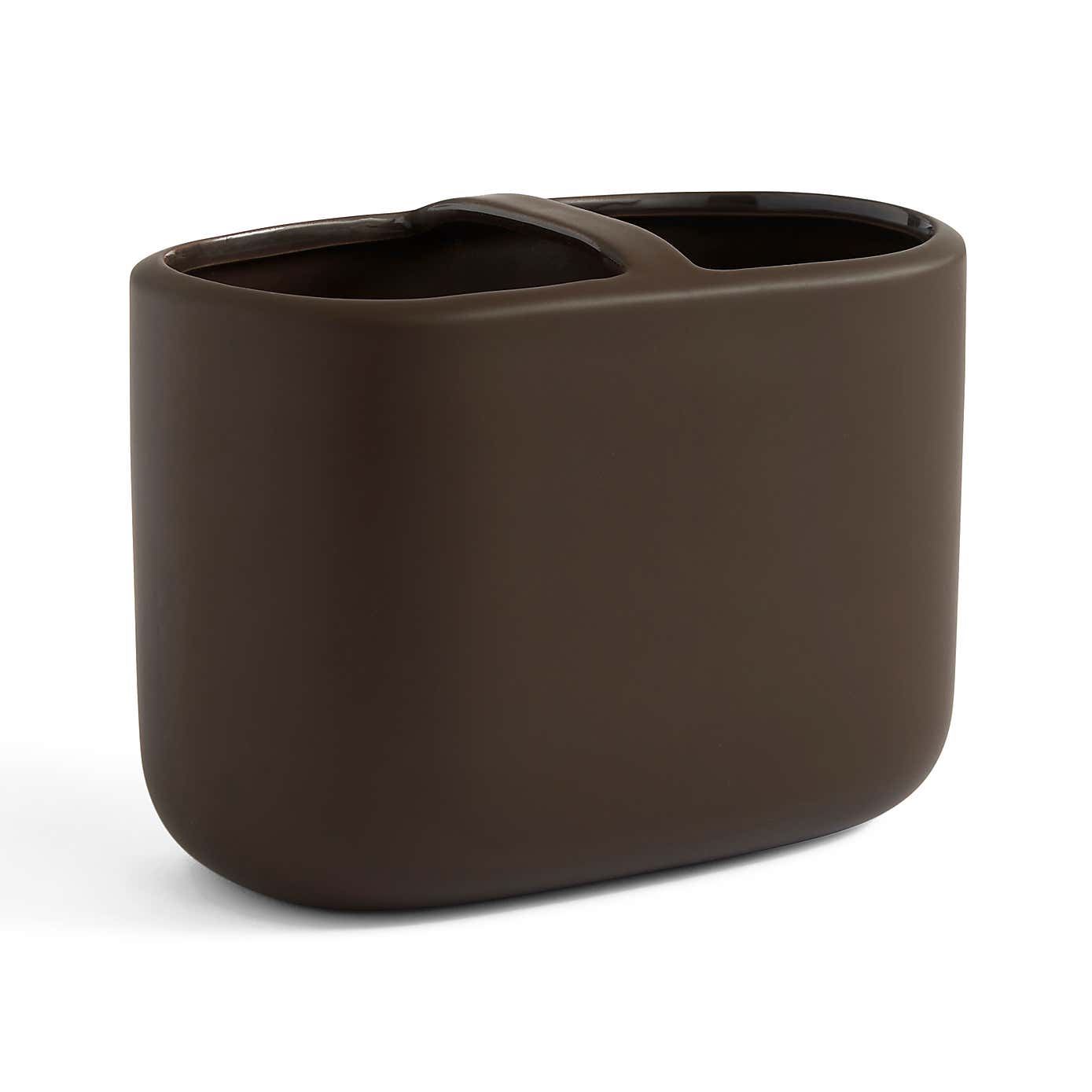 Chocolate Ceramic Double Toothbrush Holder