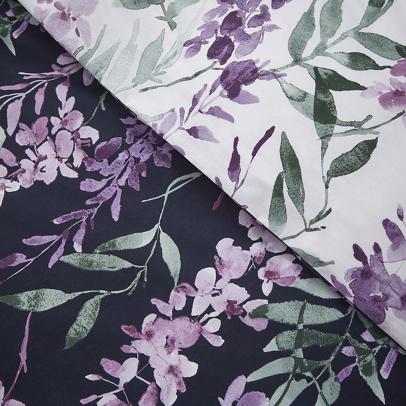 Catherine Lansfield Wisteria Reversible White Duvet Cover & Pillowcase Set