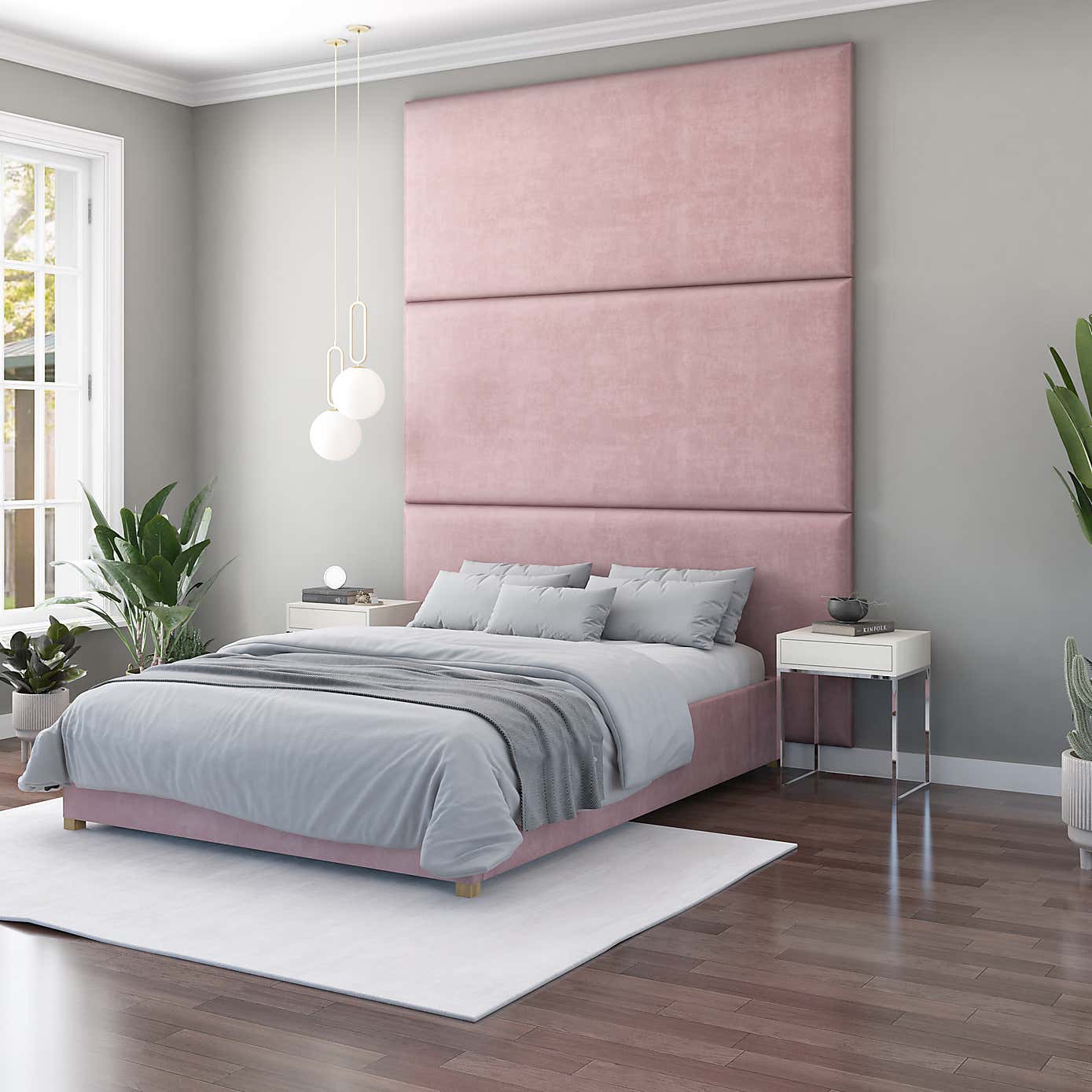 Hanging Wall Panel Dual Mount Plush Velvet Headboard