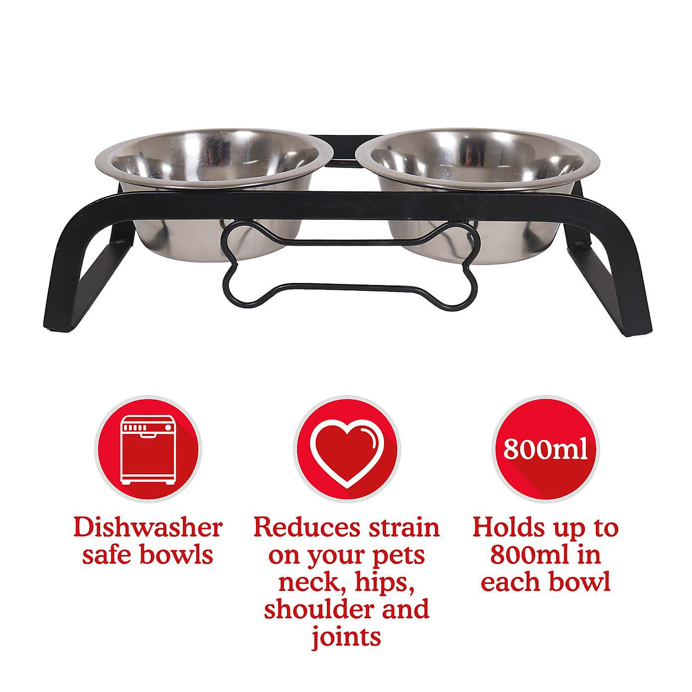 Rosewood Bone Iron Double Diner Pet Bowls