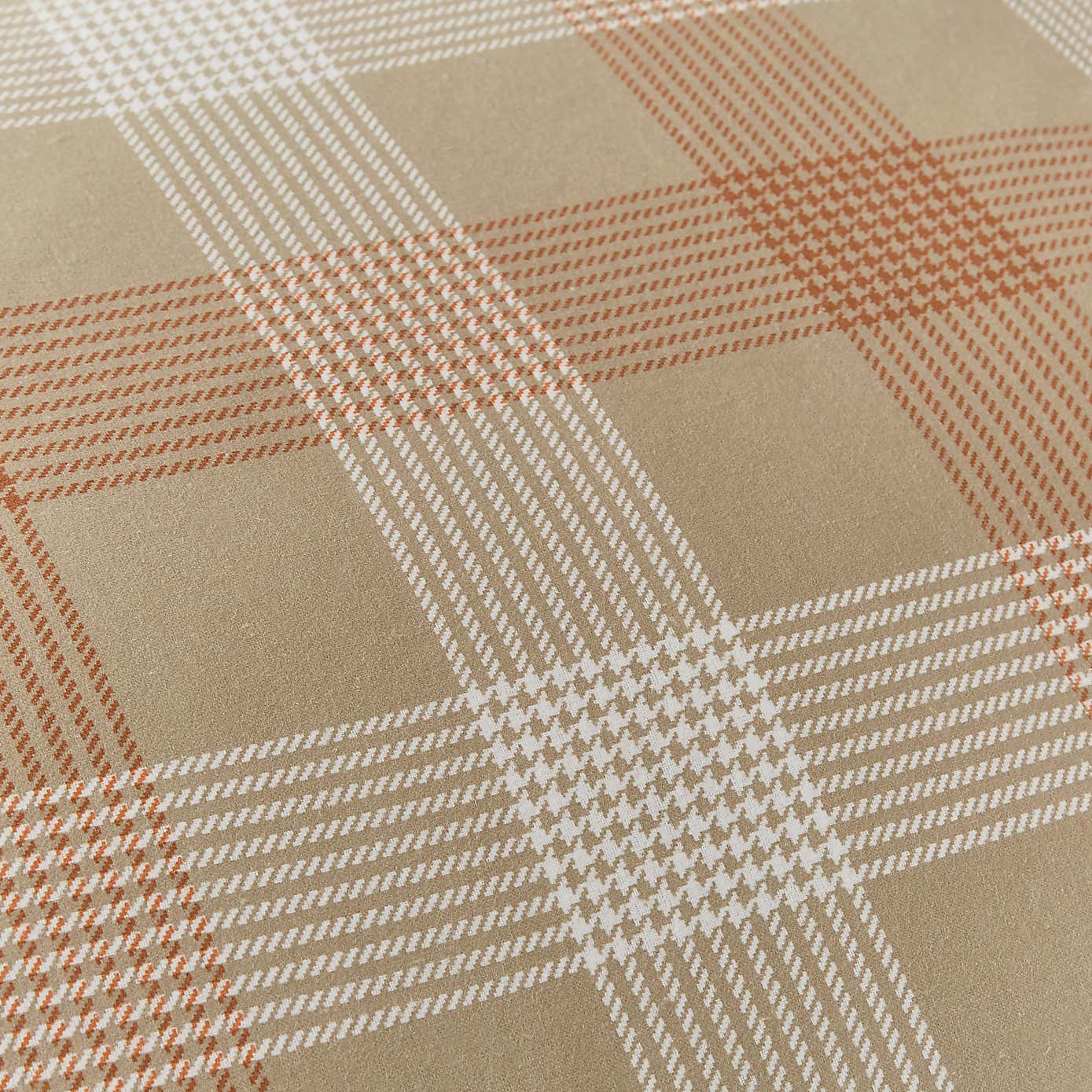 Grey Natural Check Brushed Cotton Duvet Cover and Pillowcase Set