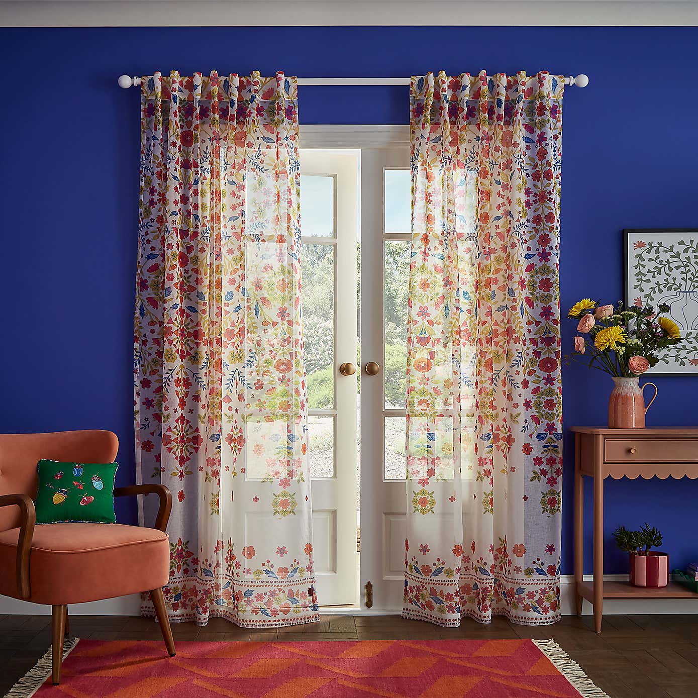 Sophie Robinson Courtyard Garden Tie Top Single Voile Panel