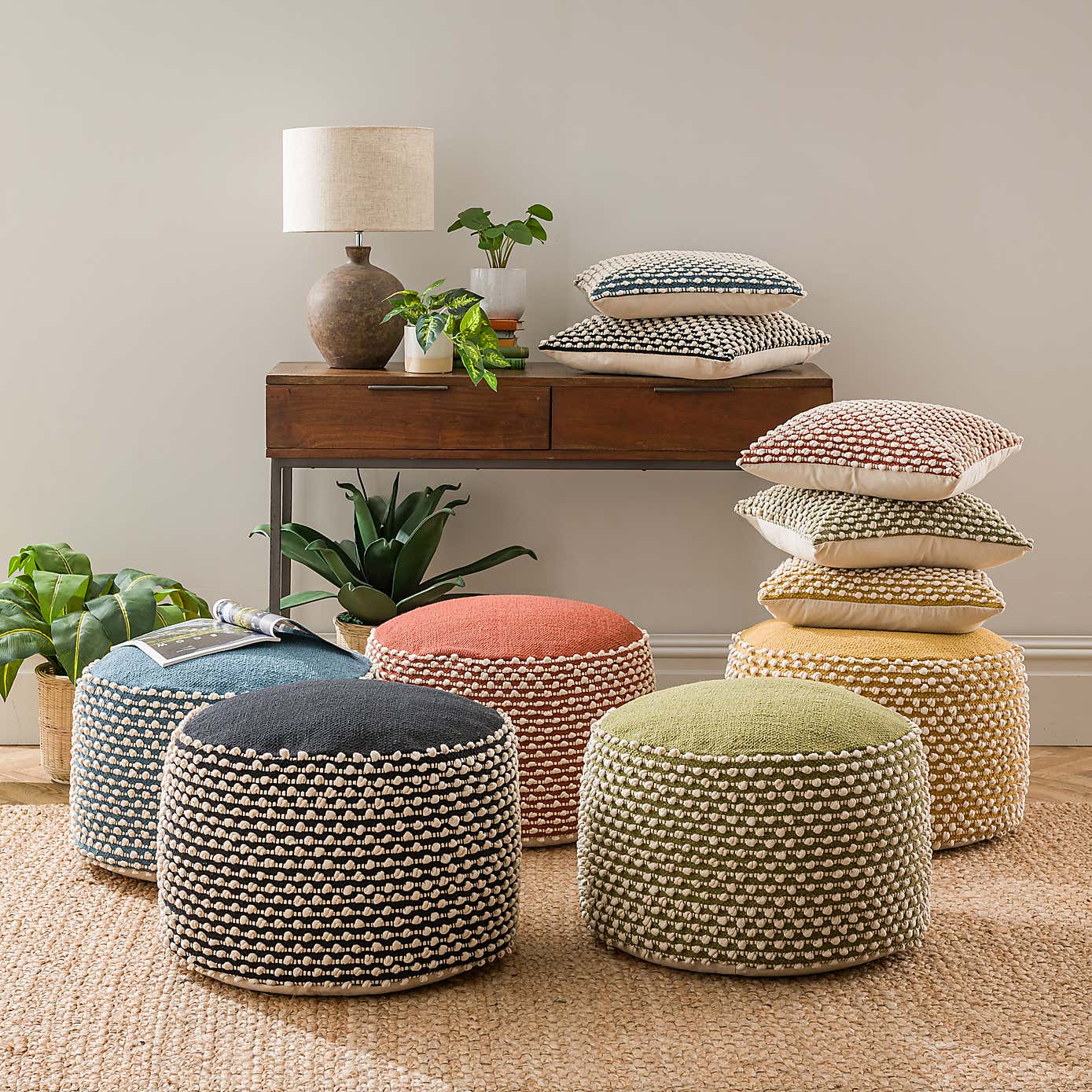 Jersey Bobble Round Pouffe