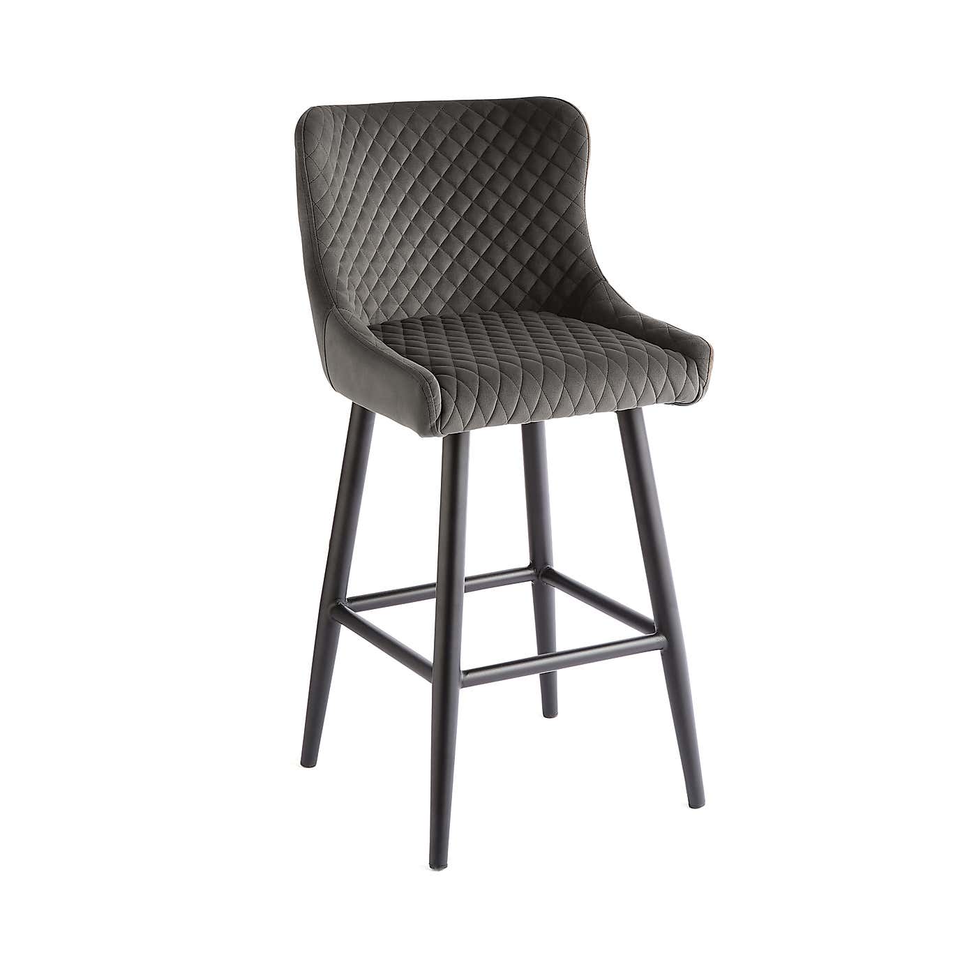 Montreal Bar Stool Charcoal Velvet