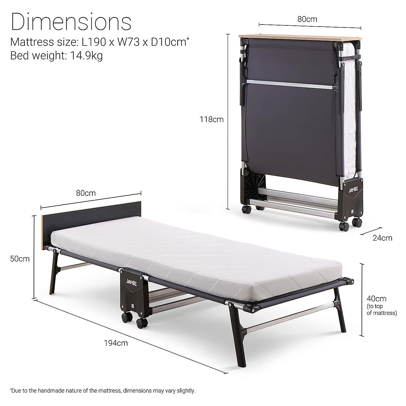 Jay-Be Rollaway Folding Bed with e-Fibre Mattress