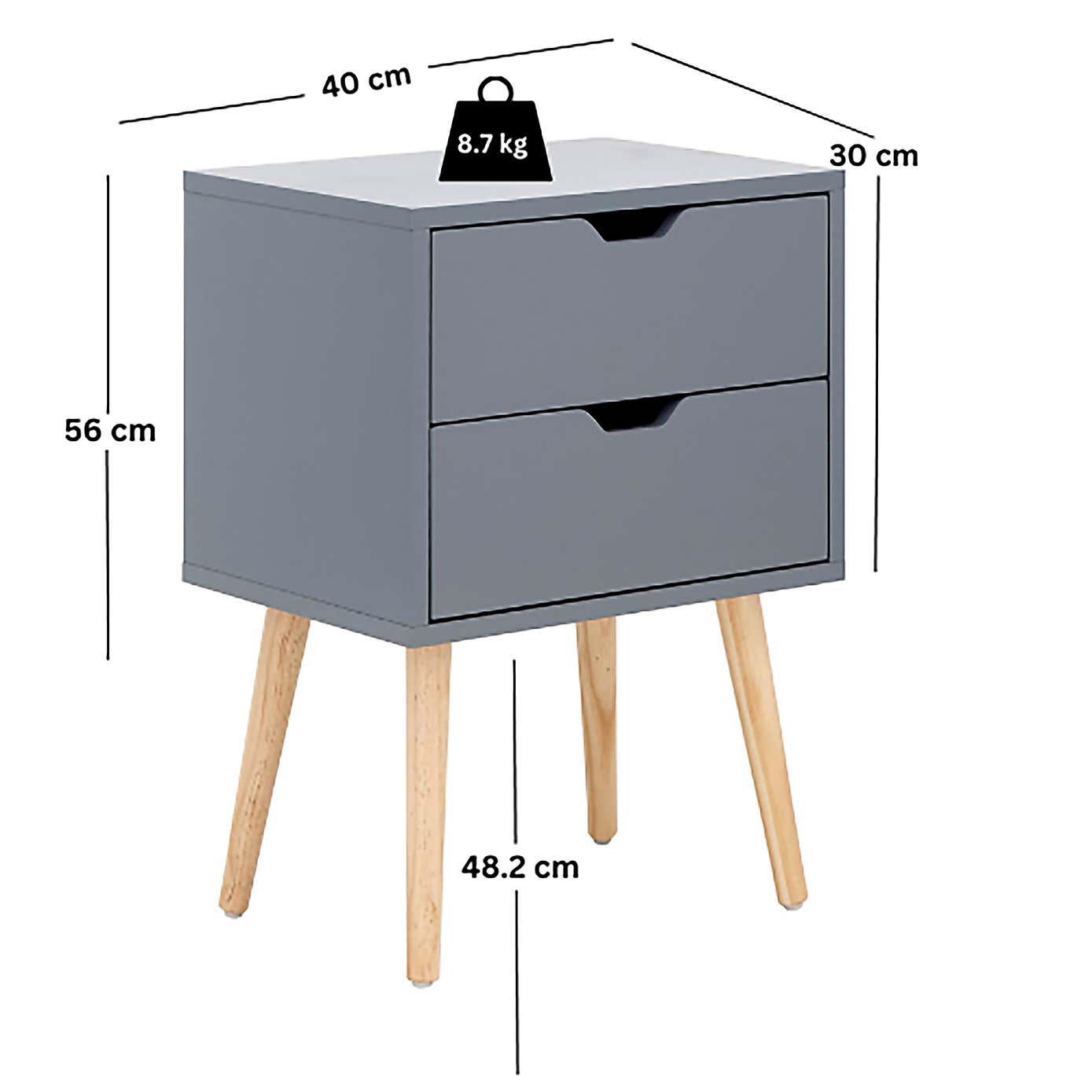 Nyborg 2 Drawer Bedside Table