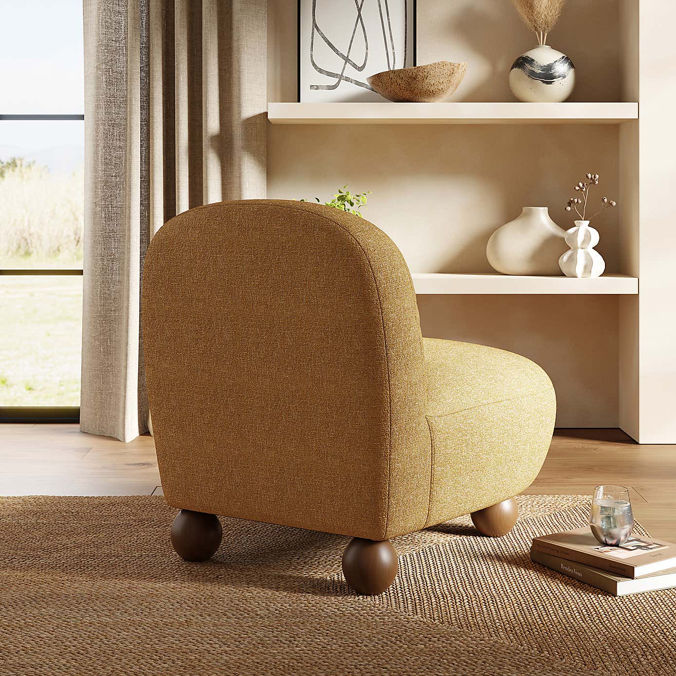 Nylah Multi Tone Boucle Curved Accent Chair