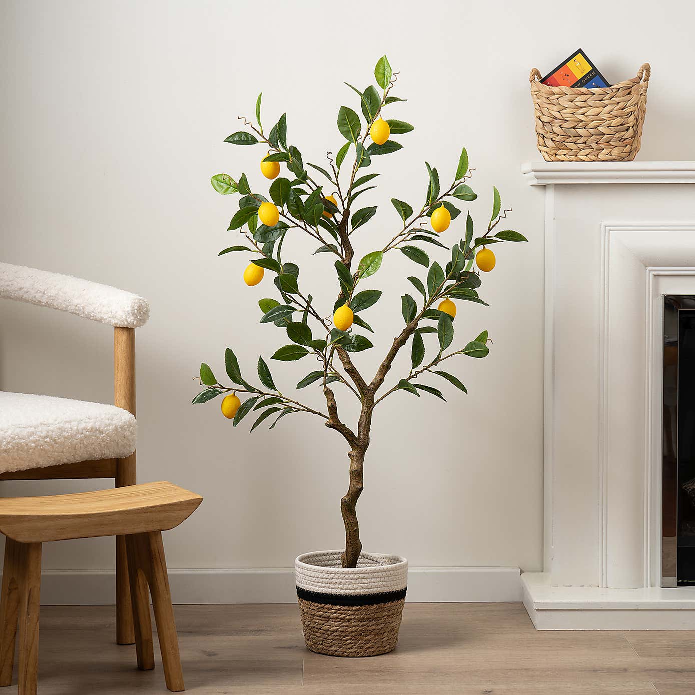 Artificial Lemon Tree in Black Plastic Plant Pot