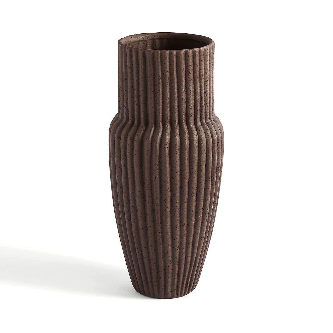 Ribbed Stone Vase