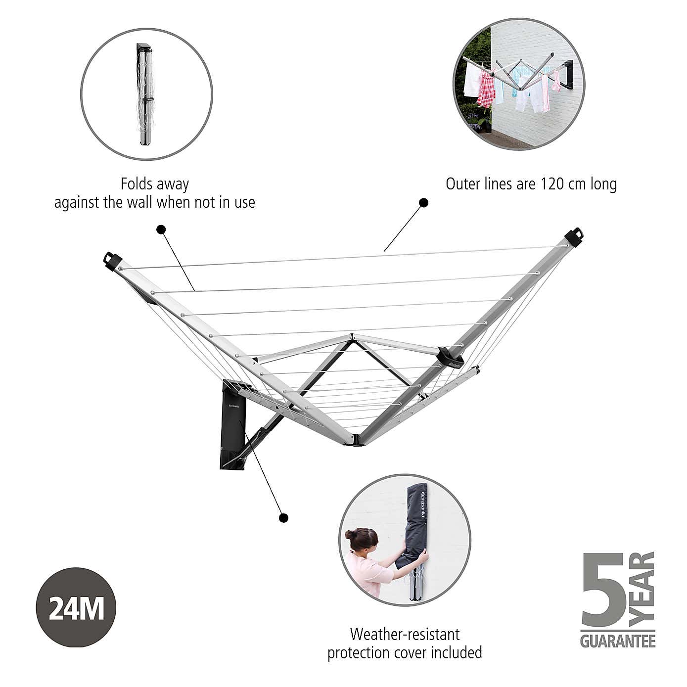 Brabantia Wall Fix Washing Line