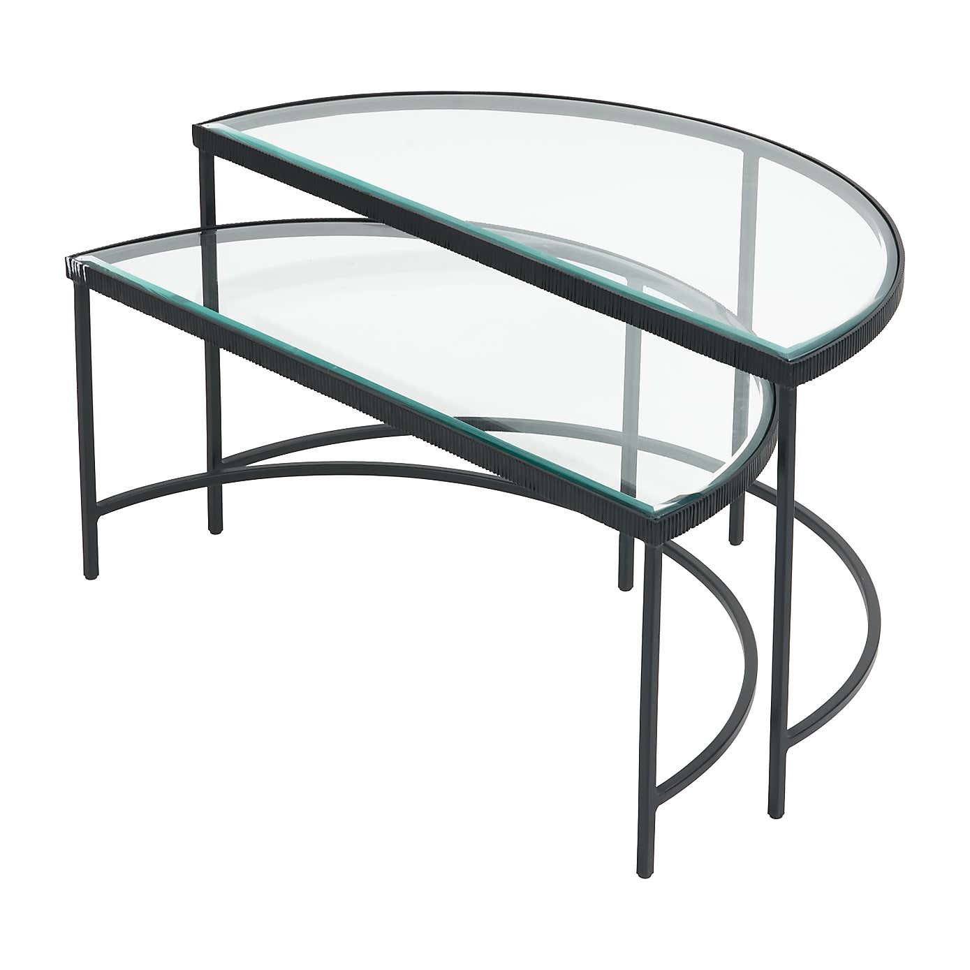 Marazzi Half Moon Coffee Tables, Bevelled Glass