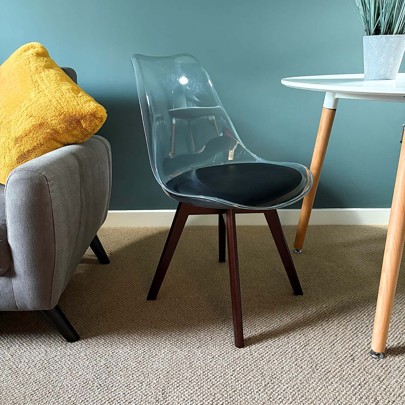 Fusion Living Soho Clear Plastic Dining Chair with Squared Legs