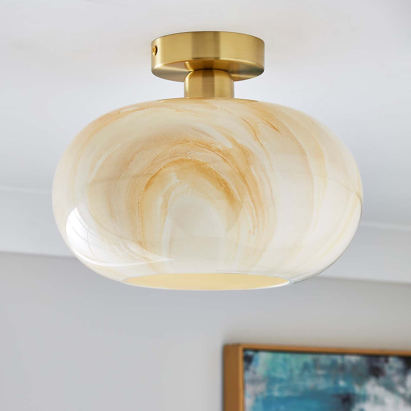 Lacey Alabaster Semi Flush Ceiling Light
