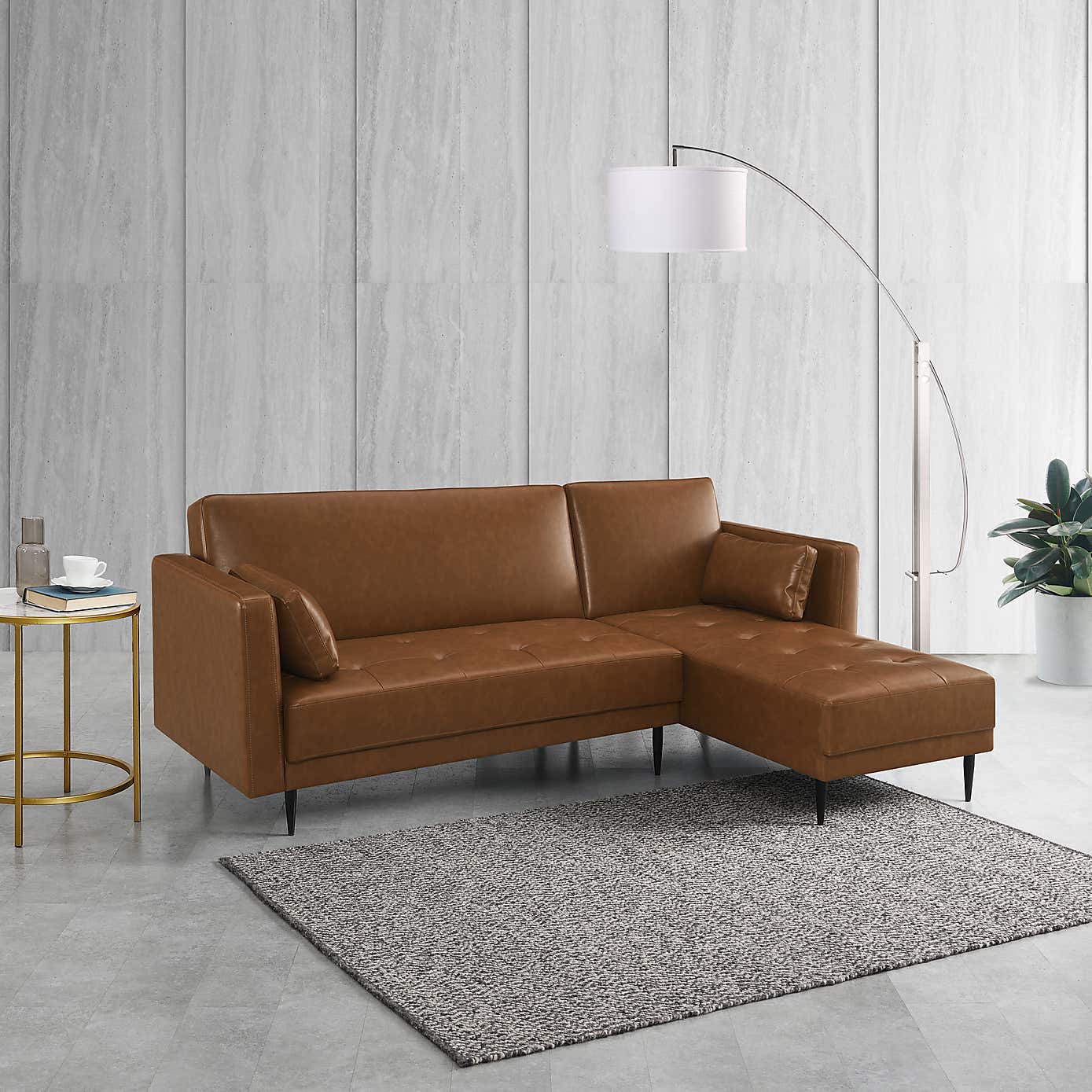 Selma Faux Leather Corner Double Sofa Bed