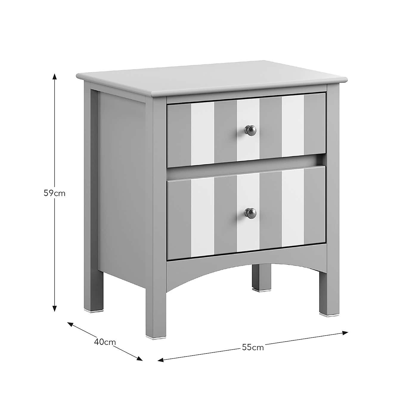 Beatrice Wide 2 Drawer Bedside Table