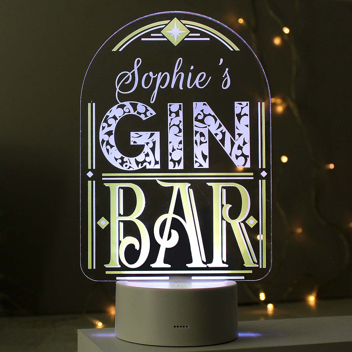Personalised Gin Bar Colour Changing Night LED Light