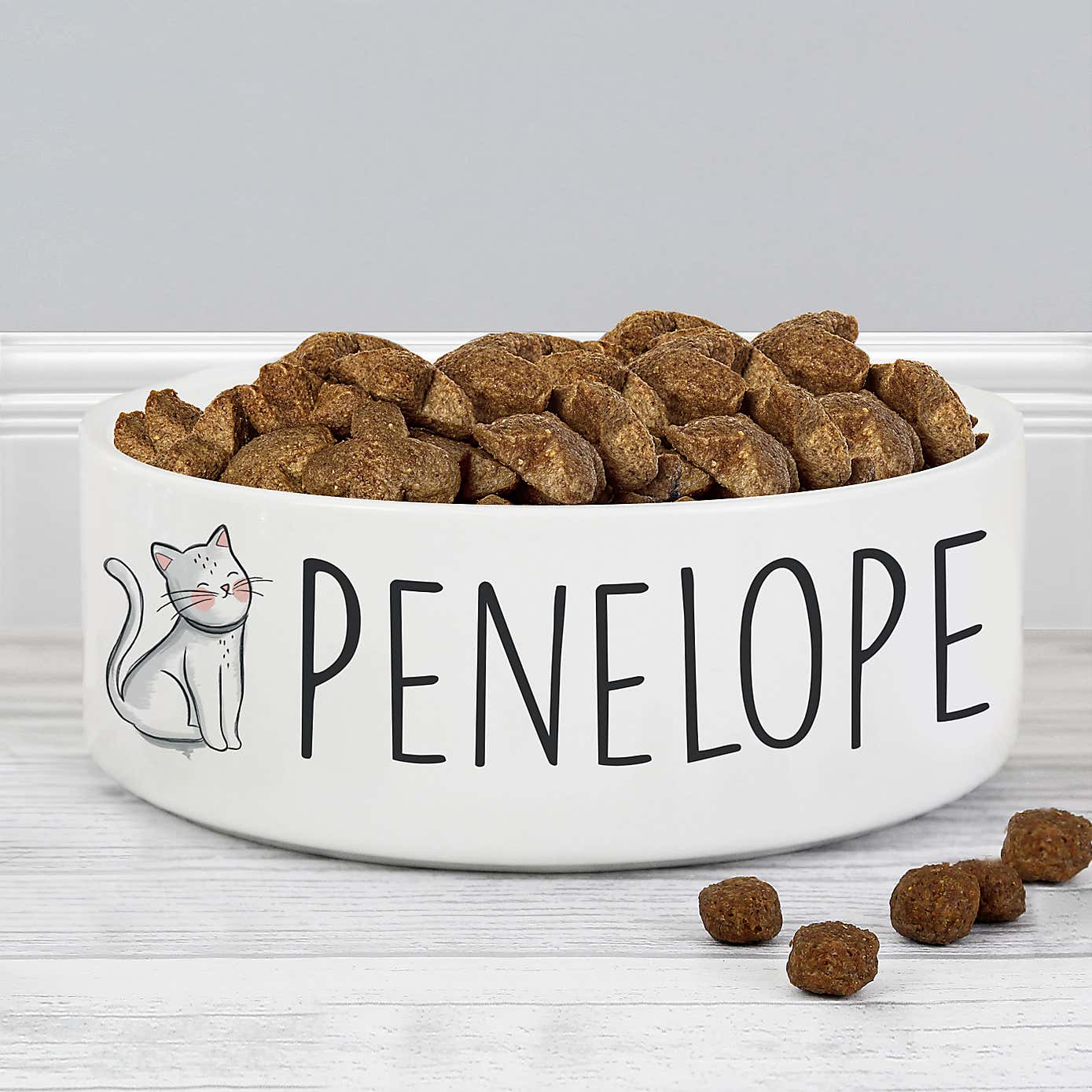 Personalised Scribble Cat Medium Ceramic Pet Bowl