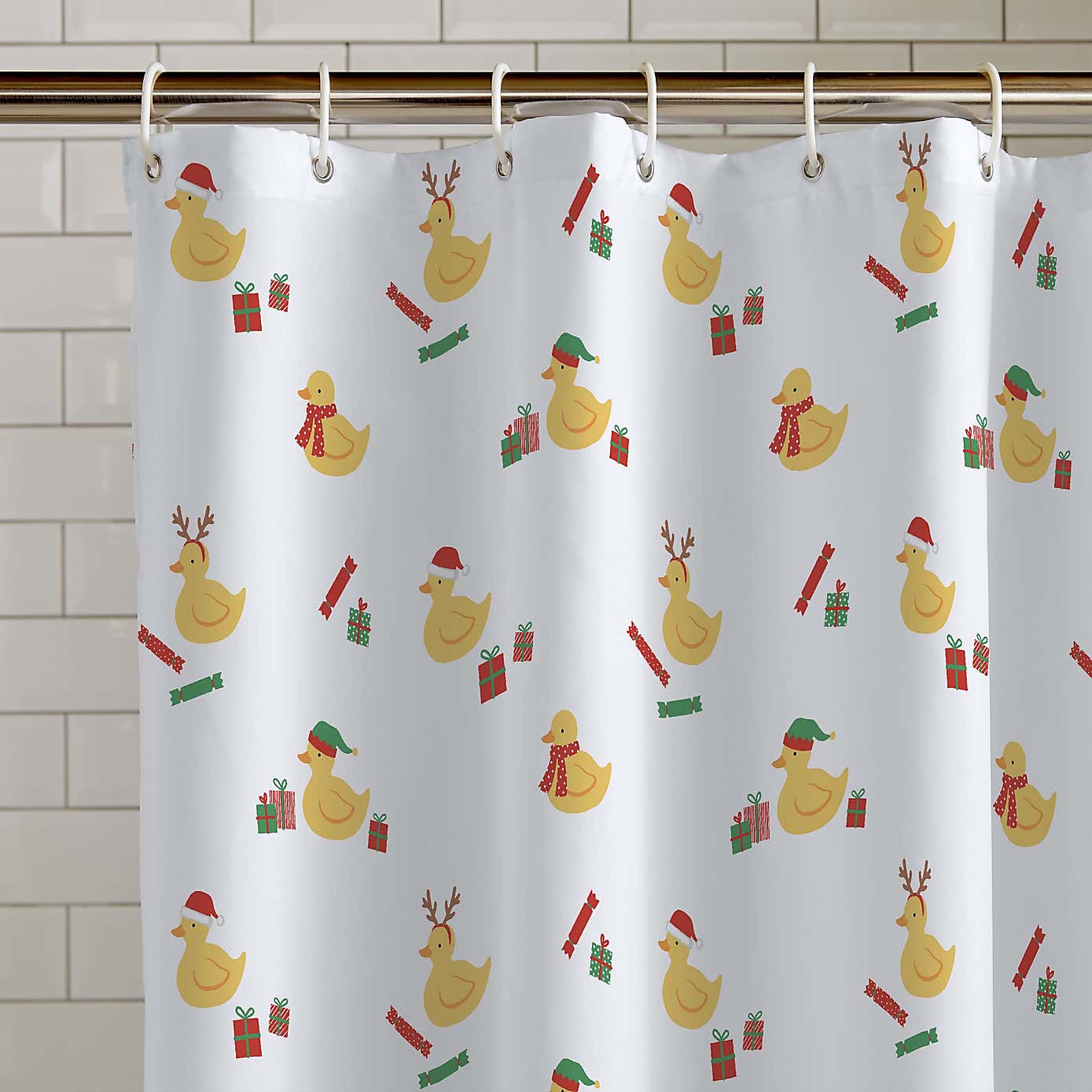 Catherine Lansfield Christmas Quackers Shower Curtain