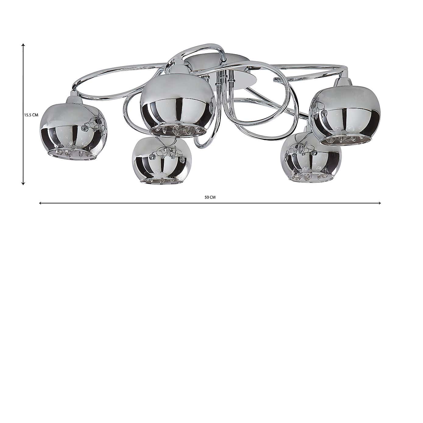 Seychelles 5 Light Flush Ceiling Fitting