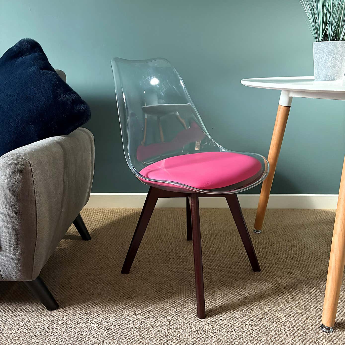 Fusion Living Soho Clear Plastic Dining Chair with Squared Legs