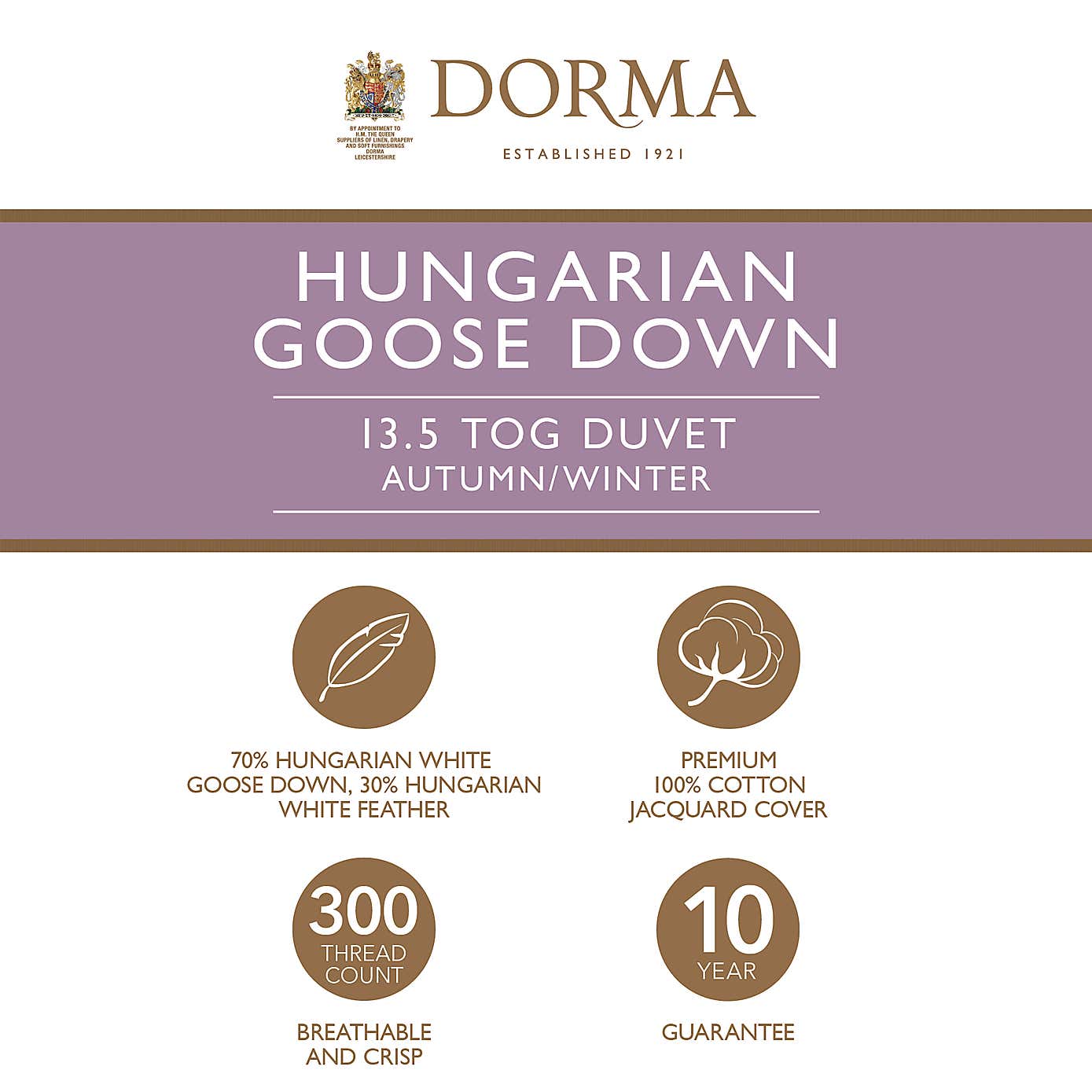 Dorma Hungarian Goose Down 13.5 Tog Duvet