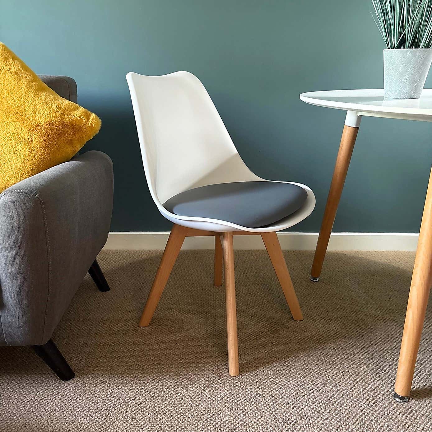 Fusion Living Soho White Plastic Dining Chair with Squared Legs