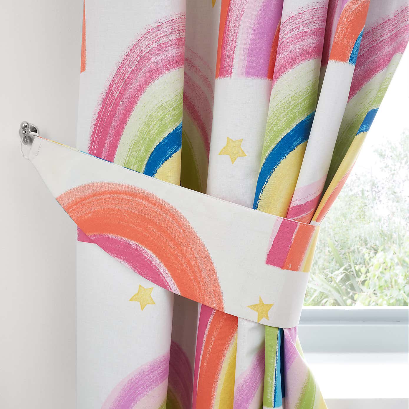 Watercolour Rainbow Blackout Eyelet Curtains