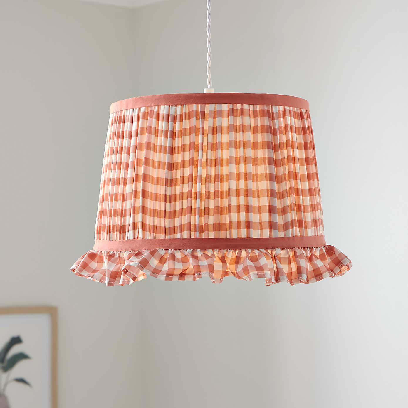 Carys Frilled Gingham Drum Lamp Shade
